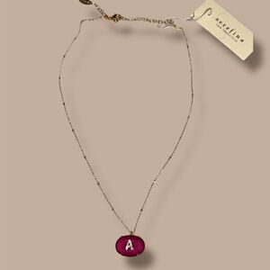 NWT Serefina Anthropologie Gold and Ruby Initial “A” Pendant Necklace